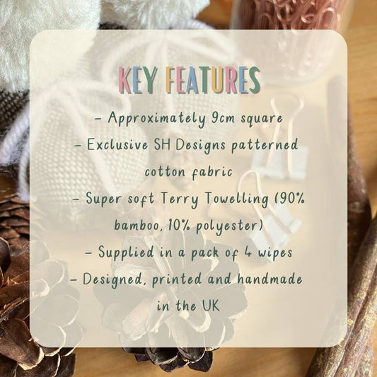 Reusable Face Wipes Green Floral Pattern