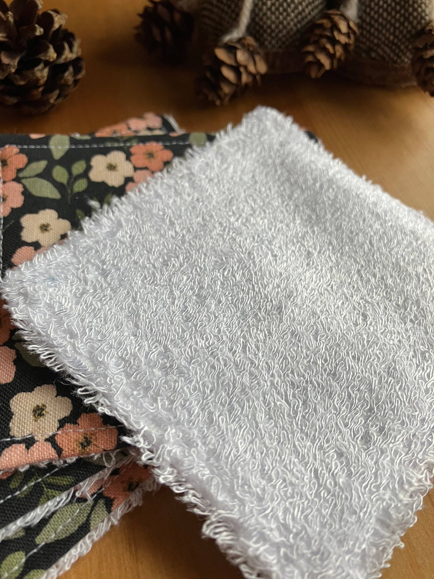 Reusable Face Wipes Dark Floral Pattern