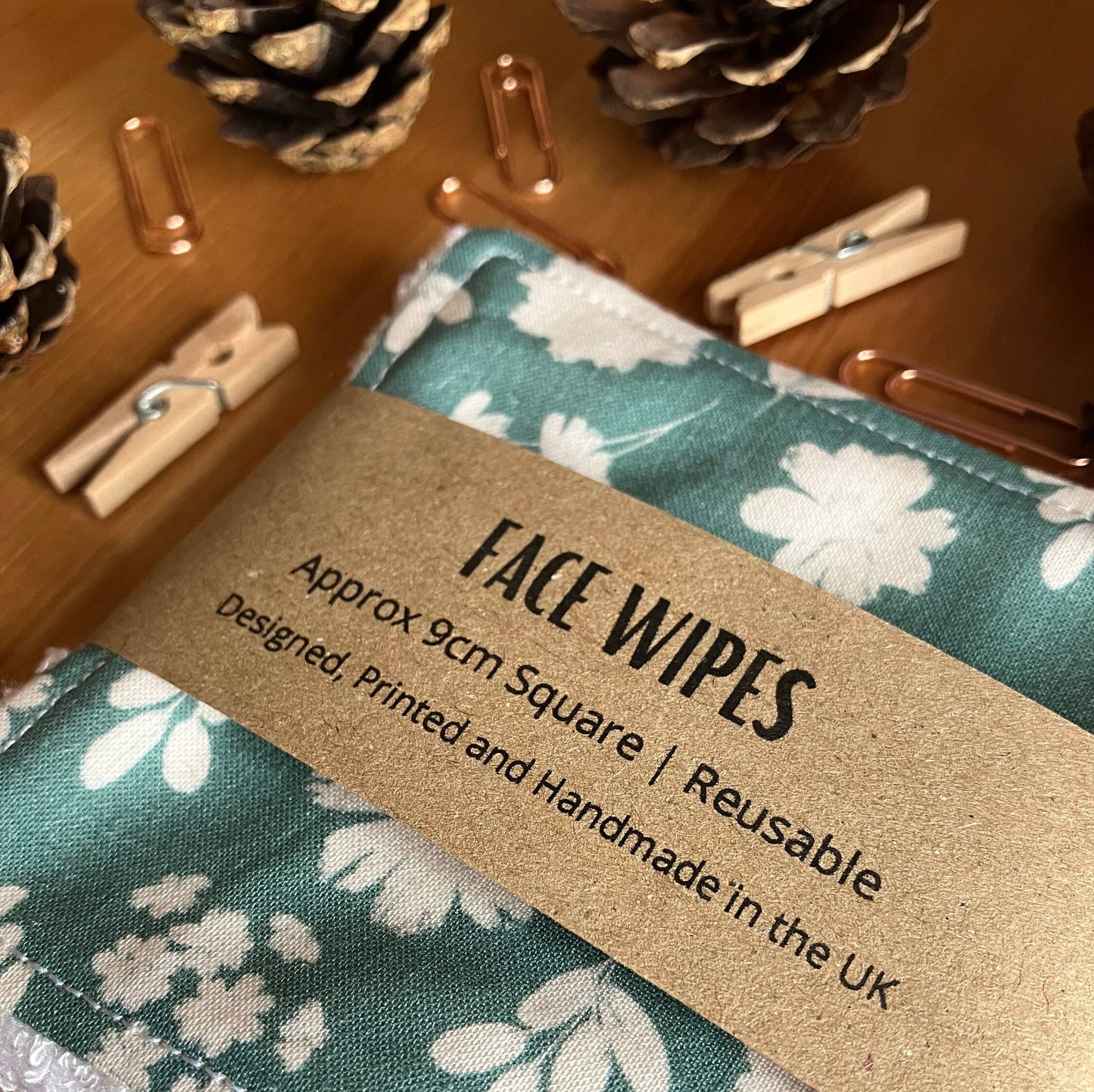 Reusable Face Wipes Green Floral Pattern