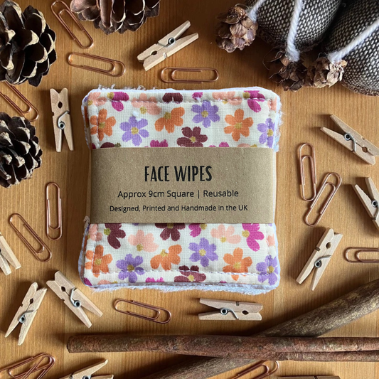 Reusable Face Wipes Bright Floral Pattern