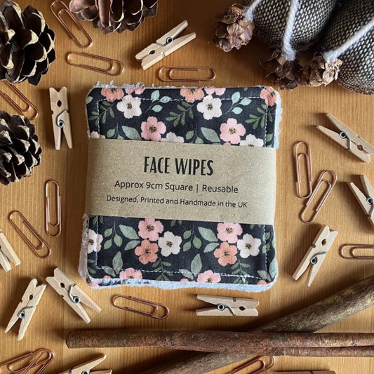 Reusable Face Wipes Dark Floral Pattern