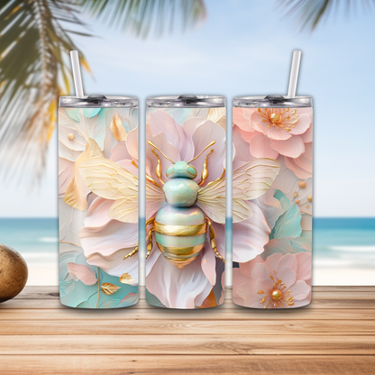 Metal tumbler with straw