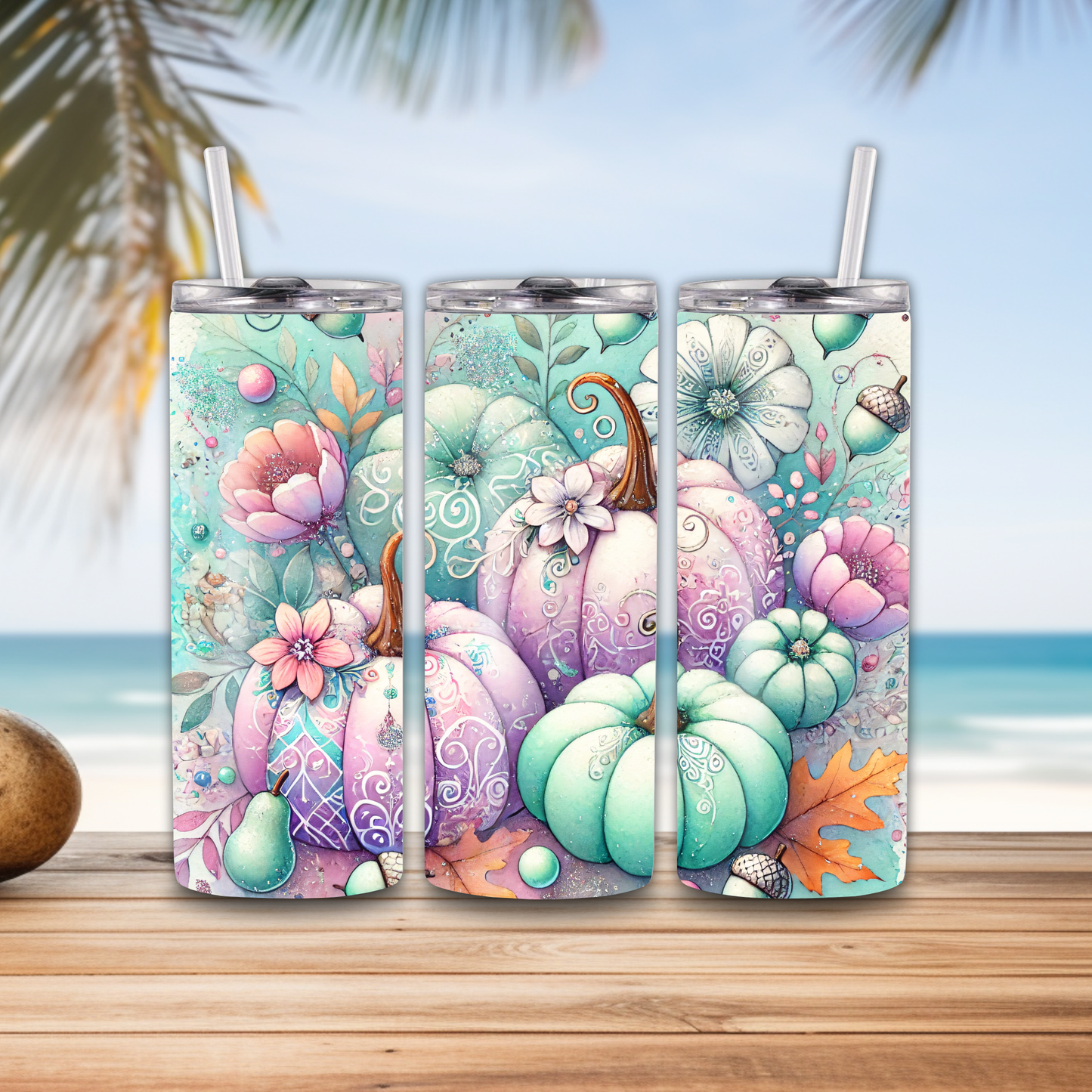 Metal tumbler with straw