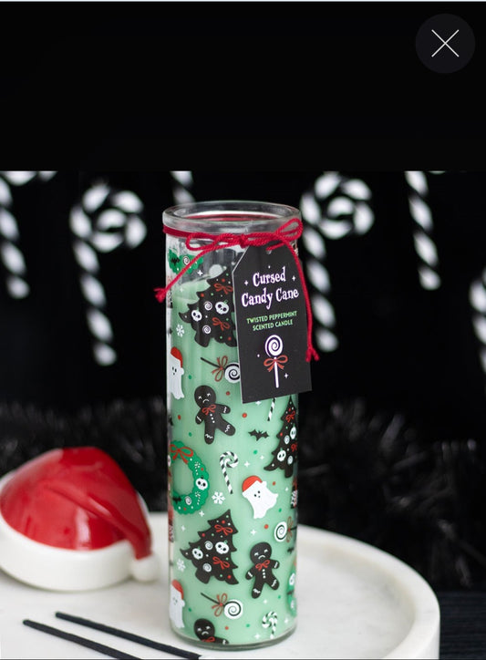 Merry Creepmas Cursed Candy Cane Tube Candle