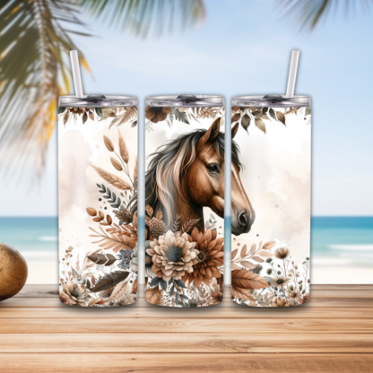 Metal tumbler with straw