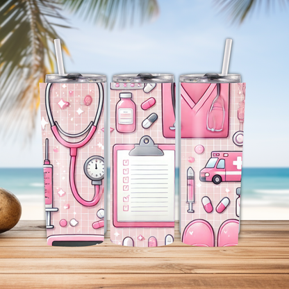 Metal tumbler with straw