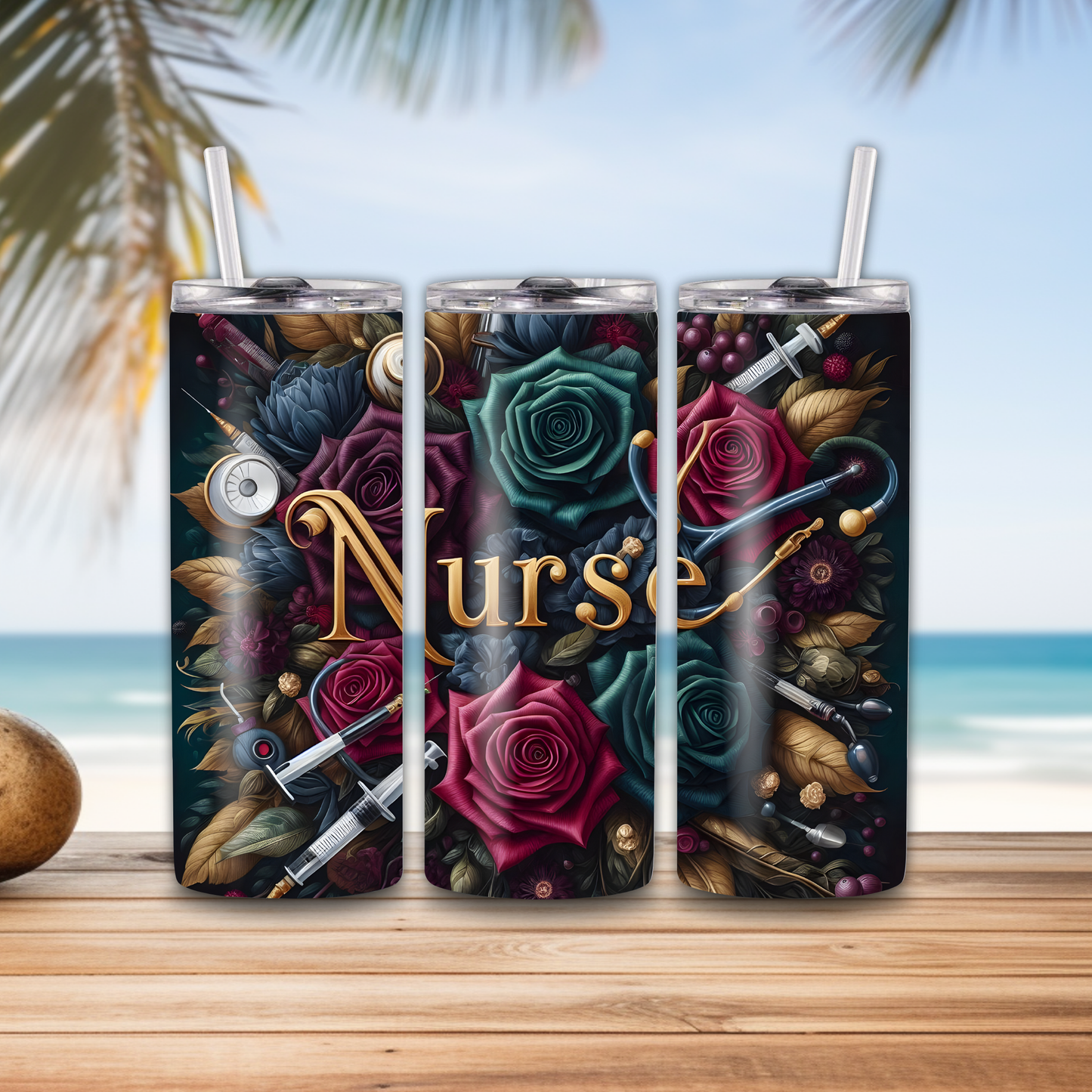 Metal tumbler with straw